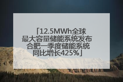 12.5MWh全球最大容量储能系统发布 合肥一季度储能系统同比增长425%
